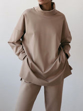 Load image into Gallery viewer, Fashion Casual High Neck Long Sleeve Solid Color Two-piece Suit