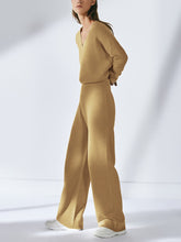 Load image into Gallery viewer, V-Neck Solid Color Irregular Hem Knitted Suit