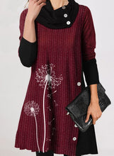 Load image into Gallery viewer, Casual Loose High Neck Long Sleeve Dandelion Dress