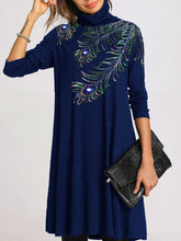 Load image into Gallery viewer, Retro Loose Casual Long Sleeve High Collar Dress