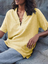 Load image into Gallery viewer, Short Sleeve Casual Solid Color Button Top