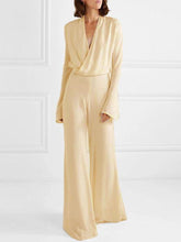 Load image into Gallery viewer, Fashion Simple V Neck Long-Sleeved Top Pants Suit