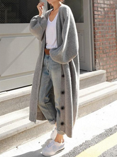 Load image into Gallery viewer, Loose Pure Color Long Cover-ups Button Jacket