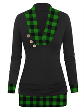 Load image into Gallery viewer, Button Stitching V-neck Fashion Casual Plaid Top