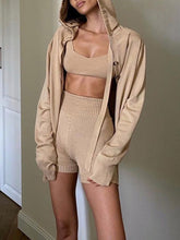 Load image into Gallery viewer, Fashion Casual Hooded Knitted Three-piece Suit