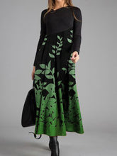 Load image into Gallery viewer, Fashion Casual Leaf Silhouette V-neck Long Sleeve Dress