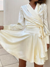 Load image into Gallery viewer, Elegant V Neck Long Sleeve Mini Dress