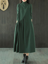 Load image into Gallery viewer, Fashion Solid Color High Neck Loose Dress