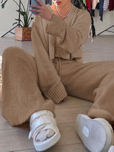 Load image into Gallery viewer, Fashion Casual V-neck Long Sleeve Solid Color Two-piece Suit