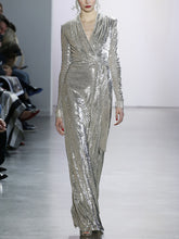 Load image into Gallery viewer, Fashion Long Sleeve V-neck Elegant Evening Dress