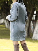 Load image into Gallery viewer, Loose Check Collar Hooded Drawstring Dress