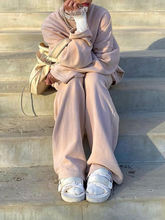 Load image into Gallery viewer, Loose Simple Round Neck Long Sleeve Casual Two-piece Suit