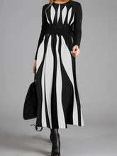 Load image into Gallery viewer, Retro Elegant Striped Long Sleeve Maxi Dress