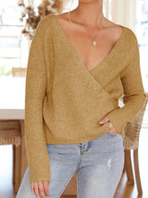 Load image into Gallery viewer, Simple Casual Loose V Neck Long Sleeved Knitted Top