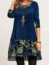 Load image into Gallery viewer, Retro Casual Loose Floral Round Neck Long Sleeve Dress