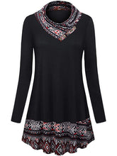 Load image into Gallery viewer, Half High Collar Stitching Printing Tunic Dress