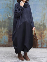 Load image into Gallery viewer, Retro High Neck Stitching Women'S Sweater Dress