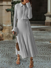 Load image into Gallery viewer, Two-piece Fashion Lapel Knitted Solid Color Dress