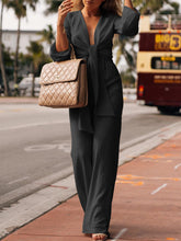 Load image into Gallery viewer, Fashion Casual Solid Color V-neck Tie Two-piece Suit