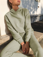 Load image into Gallery viewer, Fashion Solid Color Hooded Casual Two-piece Suit