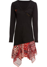 Load image into Gallery viewer, V-Neck Button Decoration Lace Tunic Dress