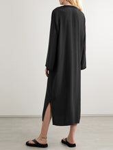 Load image into Gallery viewer, Long Sleeve V-neck Solid Color Casual Midi Dress