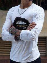 Load image into Gallery viewer, Men'S Fashion Casual Black Lip Print Long Sleeve T-Shirt