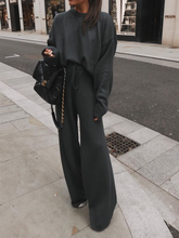 Load image into Gallery viewer, Solid Color Round Neck Long Sleeve Casual Loose Two-piece Suit