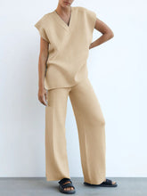Load image into Gallery viewer, Simple V-neck Sleeveless Top Trousers Loose Casual Suit