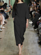 Load image into Gallery viewer, Fashion Casual Loose Solid Color Three-quarter Sleeve Jumpsuit