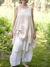 Load image into Gallery viewer, Retro Sleeveless Pleated Cotton And Linen Women'S Casual Suit