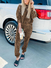 Load image into Gallery viewer, Fashion Leopard Print Long Sleeve Two-piece Suit