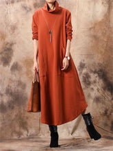 Load image into Gallery viewer, Casual High Collar Pocket Solid Color Women'S Knitted Dress