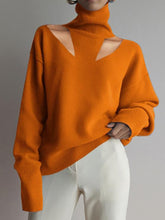 Load image into Gallery viewer, 达不到供应链要求,产品下架Fashion Casual Solid Color Turtleneck Hollow Sweater