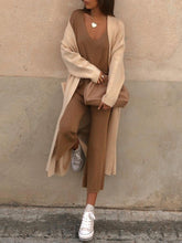 Load image into Gallery viewer, Fashion V-neck Loose Knit Casual Two-piece Suit