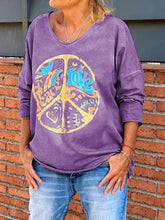 Load image into Gallery viewer, Casual Loose V-neck Printed Long-sleeved Top