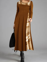 Load image into Gallery viewer, Plaid Printed Button Round Neck Elegant Dress