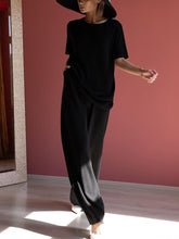 Load image into Gallery viewer, Simple Casual Loose Round Neck Short Sleeve Top Pants Suit