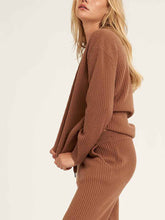 Load image into Gallery viewer, Casual Solid Color Round Neck Pocket Trousers Knit Suit