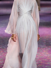 Load image into Gallery viewer, Solid Color Waist Round Neck Long Sleeve Dress