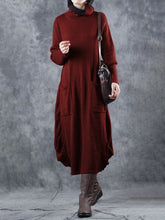 Load image into Gallery viewer, Retro Casual High Neck Women'S Long Knitted Dress