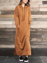Load image into Gallery viewer, Casual Long-sleeved Maxi Hoodie Dress
