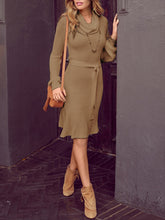 Load image into Gallery viewer, Casual Long-sleeved High-neck Knitted Lace-up Dress