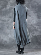 Load image into Gallery viewer, Retro Asymmetric Turtleneck Sweater Dress