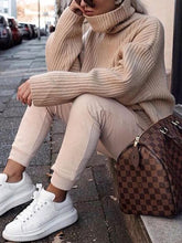 Load image into Gallery viewer, Fashion High Collar Casual Long Sleeve Solid Color Two-piece Suit