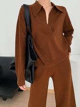 Load image into Gallery viewer, Simple Casual Loose V Neck Long Sleeved Top Pants Suit