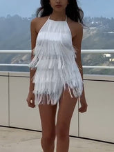 Load image into Gallery viewer, Sexy Casual Halterneck Fringed Mini Dress