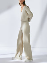 Load image into Gallery viewer, V-Neck Solid Color Irregular Hem Knitted Suit