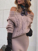 Load image into Gallery viewer, Fashionable One-Neck Women'S Knitted Sweater Suit