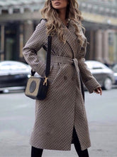 Load image into Gallery viewer, Fashion Lapel Fine Plaid Casual Long Coat